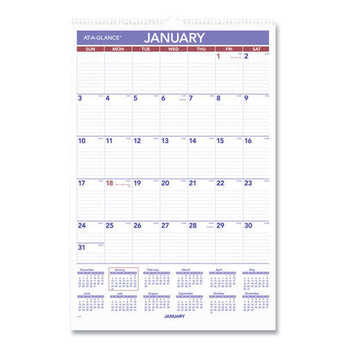 Monthly Wall Calendar With Ruled Daily Blocks, 15.5 X 22.75, White Sheets, 12-month (jan To Dec): 2026