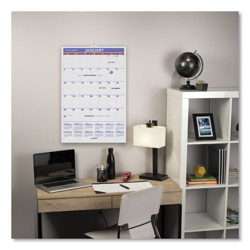 Monthly Wall Calendar With Ruled Daily Blocks, 15.5 X 22.75, White Sheets, 12-month (jan To Dec): 2026