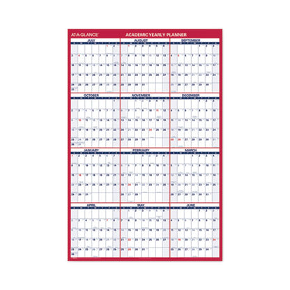 Academic Erasable Reversible Extra Large Wall Calendar, 48 X 32, White/blue/red, 12 Month (july To June): 2025 To 2026