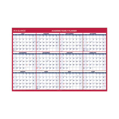 Academic Erasable Reversible Extra Large Wall Calendar, 48 X 32, White/blue/red, 12 Month (july To June): 2025 To 2026