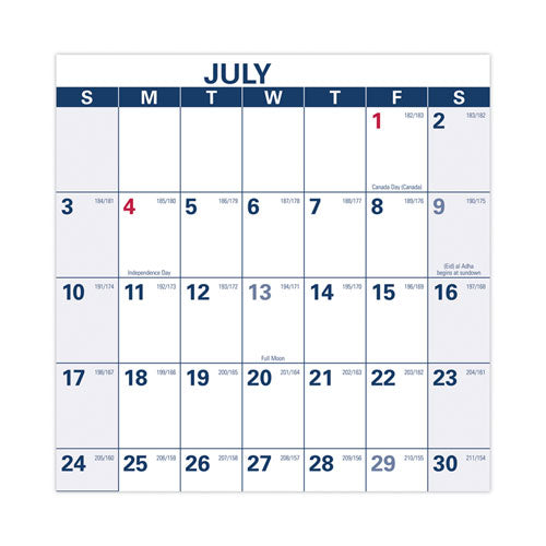 Academic Erasable Reversible Extra Large Wall Calendar, 48 X 32, White/blue/red, 12 Month (july To June): 2025 To 2026