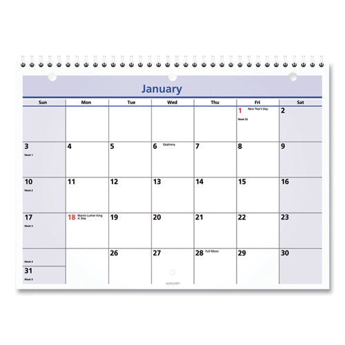 Quicknotes Desk/wall Calendar, 3-hole Punched, 11 X 8, White/blue/yellow Sheets, 12-month (jan To Dec): 2026