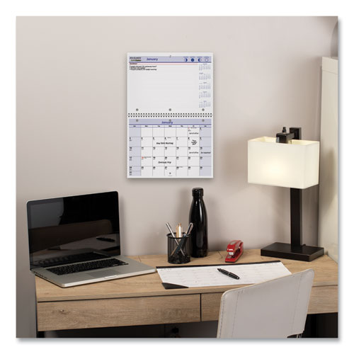 Quicknotes Desk/wall Calendar, 3-hole Punched, 11 X 8, White/blue/yellow Sheets, 12-month (jan To Dec): 2026