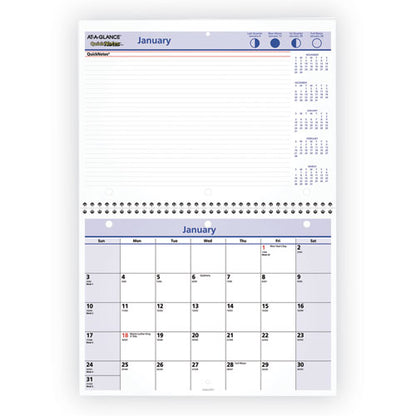 Quicknotes Desk/wall Calendar, 3-hole Punched, 11 X 8, White/blue/yellow Sheets, 12-month (jan To Dec): 2026