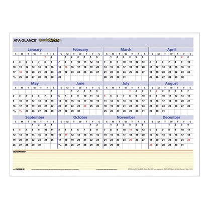 Quicknotes Mini Erasable Wall Planner, 16 X 12, White/blue/yellow Sheets, 12-month (jan To Dec): 2026