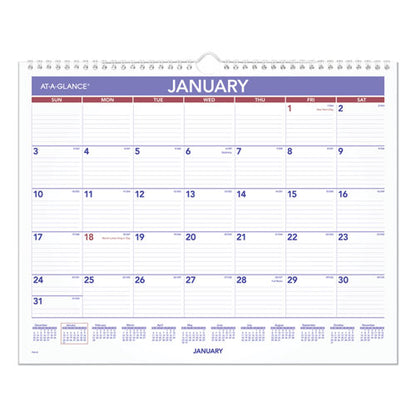 Monthly Wall Calendar, 15 X 12, White/red/blue Sheets, 12-month (jan To Dec): 2026