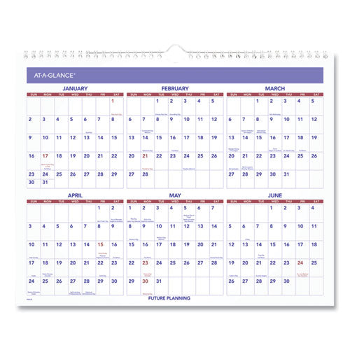 Monthly Wall Calendar, 15 X 12, White/red/blue Sheets, 12-month (jan To Dec): 2026