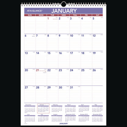 Erasable Wall Calendar, 12 X 17, White Sheets, 12-month (jan To Dec): 2026