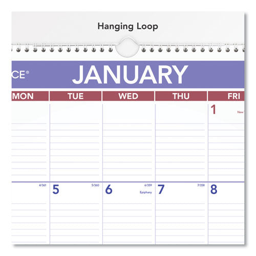 Erasable Wall Calendar, 15.5 X 22.75, White Sheets, 12-month (jan To Dec): 2026