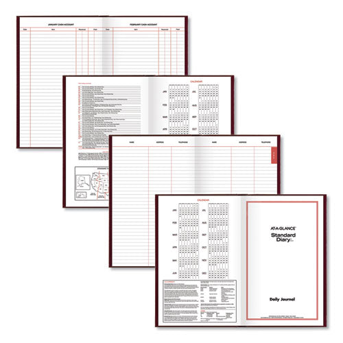 Standard Diary Daily Journal, 2026 Edition, Wide/legal Rule, Red Cover, (210) 12 X 7.75 Sheets