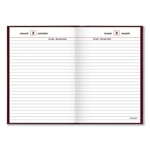 Standard Diary Daily Reminder Book, 2026 Edition, Medium/college Rule, Red Cover, (201) 7.5 X 5 Sheets