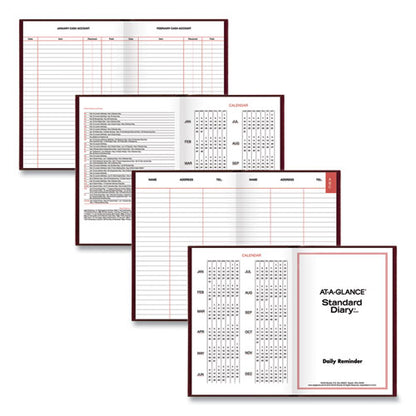 Standard Diary Daily Reminder Book, 2026 Edition, Medium/college Rule, Red Cover, (201) 7.5 X 5 Sheets