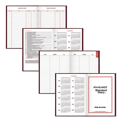 Standard Diary Daily Reminder Book, 2026 Edition, Medium/college Rule, Red Cover, (201) 8.25 X 5.75 Sheets