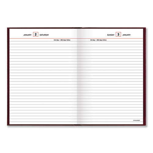 Standard Diary Daily Reminder Book, 2026 Edition, Medium/college Rule, Red Cover, (201) 8.25 X 5.75 Sheets