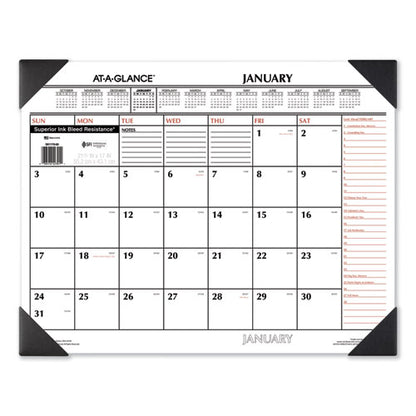 Two-color Monthly Desk Pad Calendar, 21.75 X 17, White Sheets, Black Corners, 12-month (jan To Dec): 2026