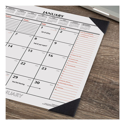 Two-color Monthly Desk Pad Calendar, 21.75 X 17, White Sheets, Black Corners, 12-month (jan To Dec): 2026