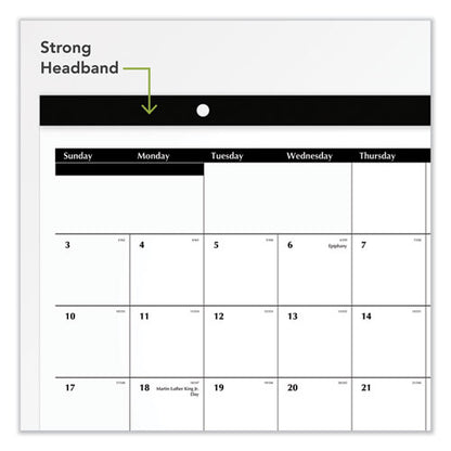 Compact Desk Pad, 18 X 11, White Sheets, Black Binding, Clear Corners, 12-month (jan To Dec): 2026