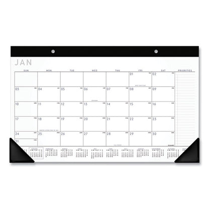 Contemporary Monthly Desk Pad, 18 X 11, White Sheets, Black Binding/corners,12-month (jan To Dec): 2026