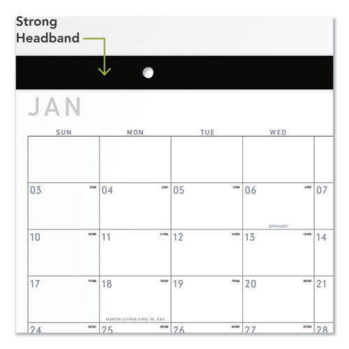 Contemporary Monthly Desk Pad, 18 X 11, White Sheets, Black Binding/corners,12-month (jan To Dec): 2026