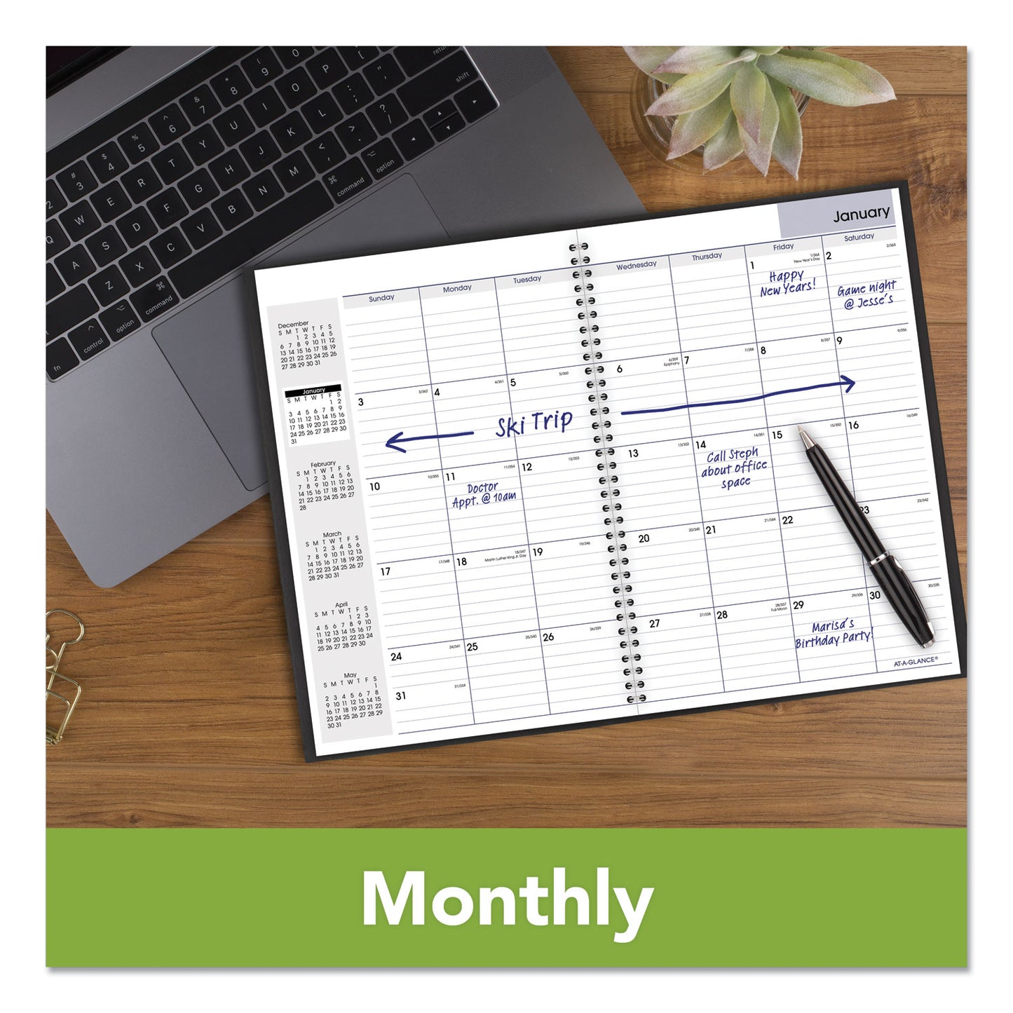 Dayminder Monthly Planner, Ruled Blocks, 12 X 8, Black Cover, 14-month: Dec 2025 To Jan 2027