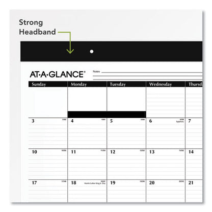 Monthly Refillable Desk Pad, 22 X 17, White Sheets, Black Binding, Black Corners, 12-month (jan To Dec): 2026