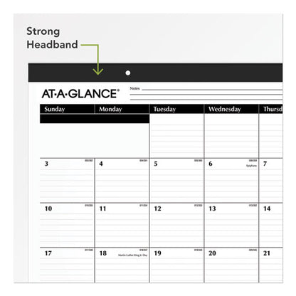 Ruled Desk Pad, 22 X 17, White Sheets, Black Binding, Black Corners, 12-month (jan To Dec): 2026