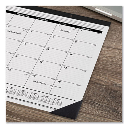 Ruled Desk Pad, 22 X 17, White Sheets, Black Binding, Black Corners, 12-month (jan To Dec): 2026