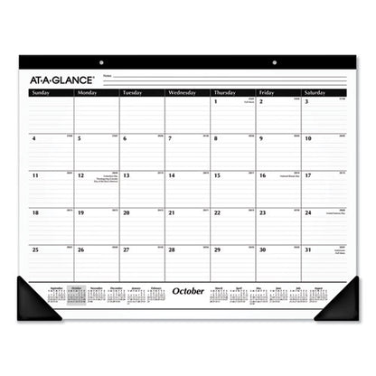 Academic Year Ruled Desk Pad, 21.75 X 17, White Sheets, Black Binding, Black Corners, 16-month: Sept 2025 To Dec 2026