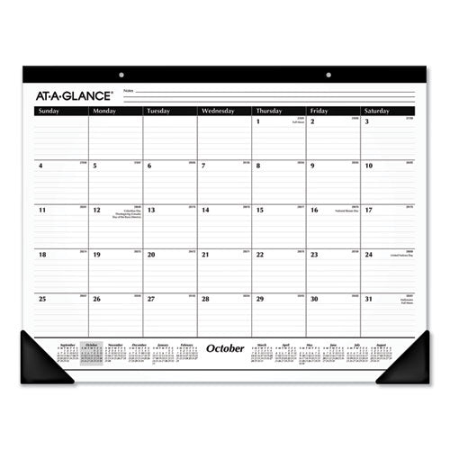 Academic Year Ruled Desk Pad, 21.75 X 17, White Sheets, Black Binding, Black Corners, 16-month: Sept 2025 To Dec 2026