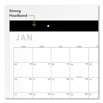 Contemporary Monthly Desk Pad, 22 X 17, White Sheets, Black Binding/corners,12-month (jan To Dec): 2026