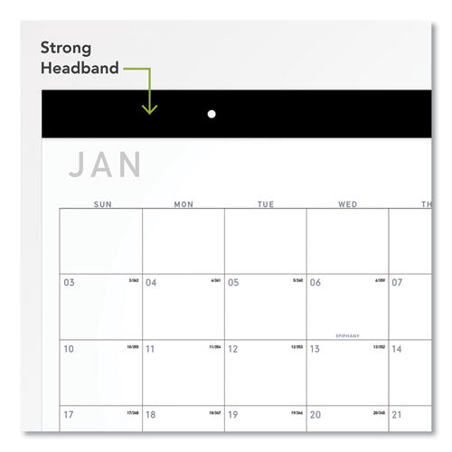 Contemporary Monthly Desk Pad, 22 X 17, White Sheets, Black Binding/corners,12-month (jan To Dec): 2026