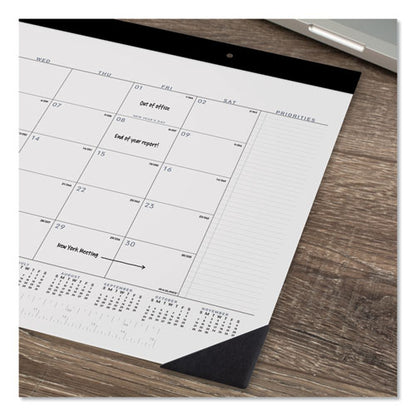 Contemporary Monthly Desk Pad, 22 X 17, White Sheets, Black Binding/corners,12-month (jan To Dec): 2026