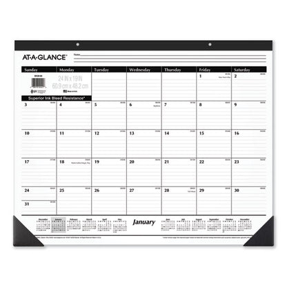 Ruled Desk Pad, 24 X 19, White Sheets, Black Binding, Black Corners, 12-month (jan To Dec): 2026