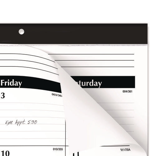 Ruled Desk Pad, 24 X 19, White Sheets, Black Binding, Black Corners, 12-month (jan To Dec): 2026
