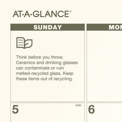 Recycled Monthly Desk Pad, 22 X 17, Sand/green Sheets, Black Binding, Black Corners, 12-month (jan To Dec): 2026