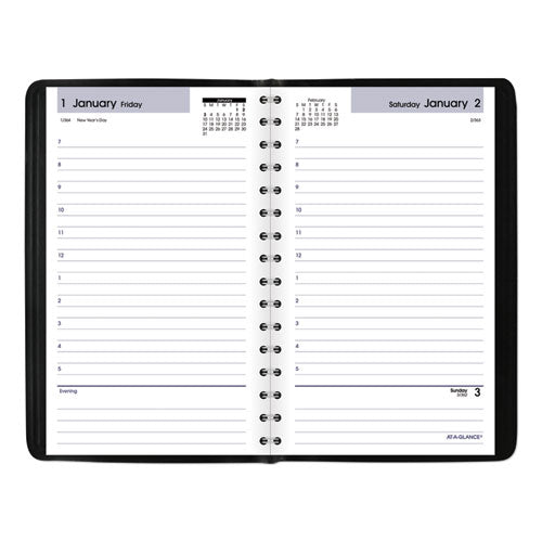 Dayminder Daily Appointment Book, 8 X 5, Black Cover, 12-month (jan To Dec): 2026