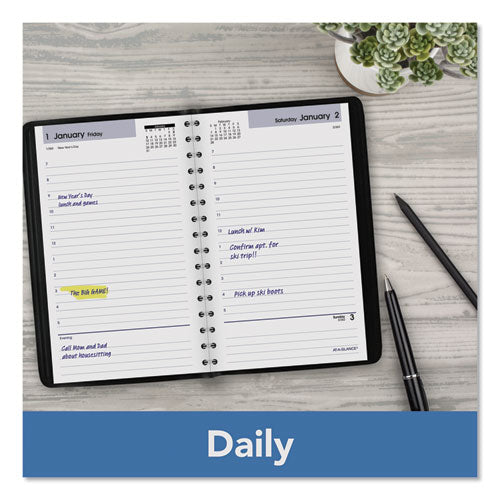 Dayminder Daily Appointment Book, 8 X 5, Black Cover, 12-month (jan To Dec): 2026