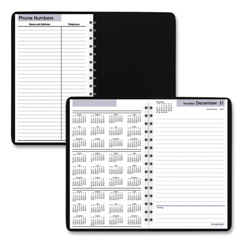 Dayminder Daily Appointment Book, 8 X 5, Black Cover, 12-month (jan To Dec): 2026
