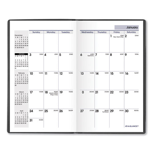 Dayminder Pocket-sized Monthly Planner, Unruled Blocks, 6 X 3.5, Black Cover, 14-month: Dec 2025 To Jan 2027
