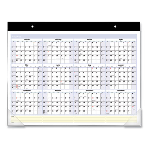 Quicknotes Desk Pad, 22 X 17, White/blue/yellow Sheets, Black Binding, Clear Corners, 13-month: Jan 2026 To Jan 2027