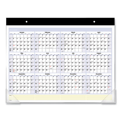 Quicknotes Desk Pad, 22 X 17, White/blue/yellow Sheets, Black Binding, Clear Corners, 13-month: Jan 2026 To Jan 2027