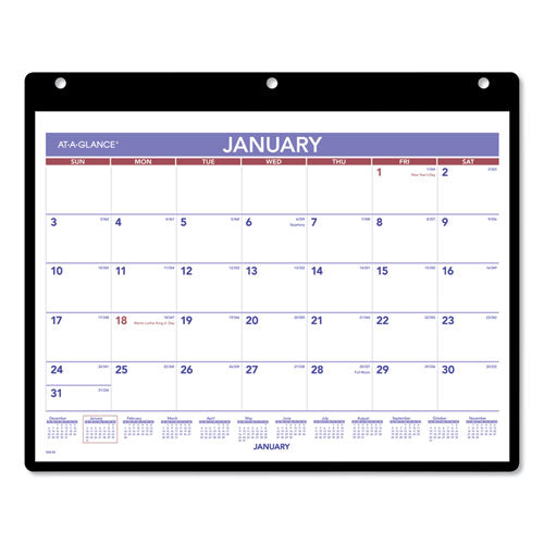 Monthly Desk/wall Calendar With Plastic Backboard And Bonus Pages, 11 X 8, White/violet/red Sheets, 12-month (jan-dec): 2026