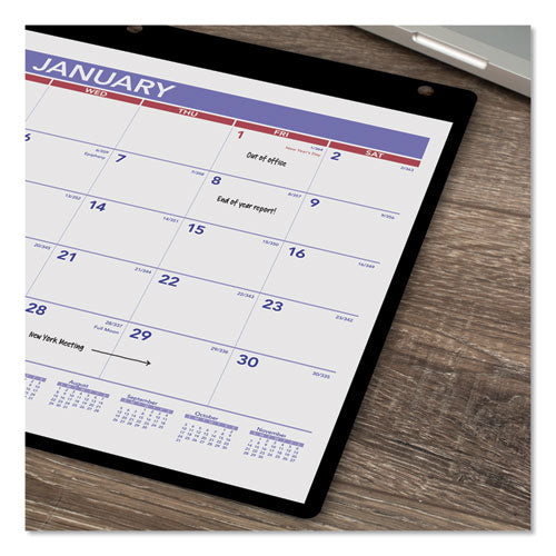 Monthly Desk/wall Calendar With Plastic Backboard And Bonus Pages, 11 X 8, White/violet/red Sheets, 12-month (jan-dec): 2026