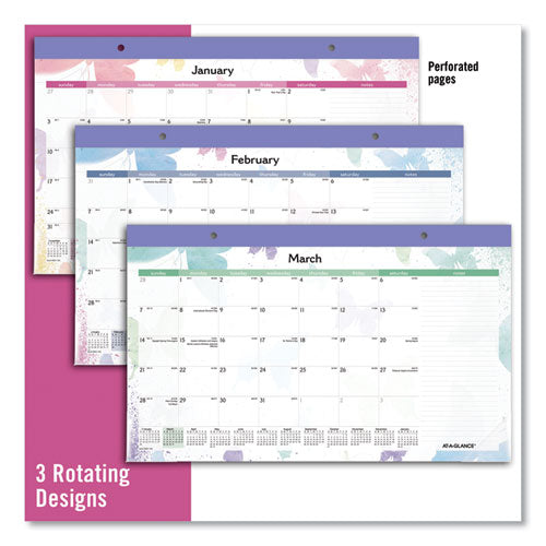 Watercolors Monthly Desk Pad Calendar, Butterfly Artwork, 17.75 X 11, White Sheets, Purple Binding, 12-month (jan-dec): 2026