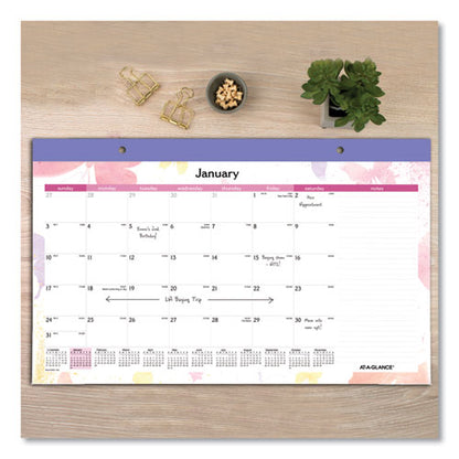 Watercolors Monthly Desk Pad Calendar, Butterfly Artwork, 17.75 X 11, White Sheets, Purple Binding, 12-month (jan-dec): 2026