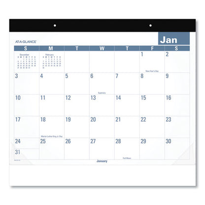 Easy-to-read Monthly Desk Pad, 22 X 17, White/blue Sheets, Black Binding, Clear Corners, 12-month (jan To Dec): 2026