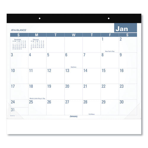 Easy-to-read Monthly Desk Pad, 22 X 17, White/blue Sheets, Black Binding, Clear Corners, 12-month (jan To Dec): 2026
