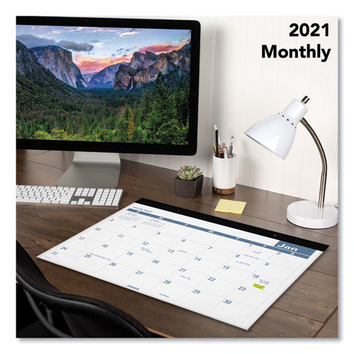 Easy-to-read Monthly Desk Pad, 22 X 17, White/blue Sheets, Black Binding, Clear Corners, 12-month (jan To Dec): 2026