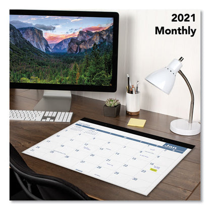 Easy-to-read Monthly Desk Pad, 22 X 17, White/blue Sheets, Black Binding, Clear Corners, 12-month (jan To Dec): 2026