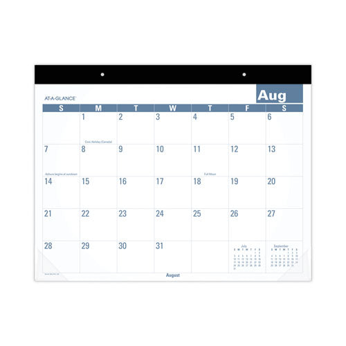 Academic Large Print Desk Pad, 21.75 X 17, White/blue Sheets, 12 Month (july To June): 2025 To 2026